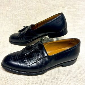 Bally Prestige Black Leather Tassel Loafers Slip On Men's 7 D
